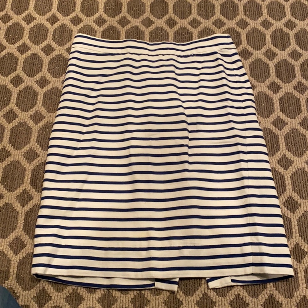 J crew pencil skirt- white and blue stripe size 2